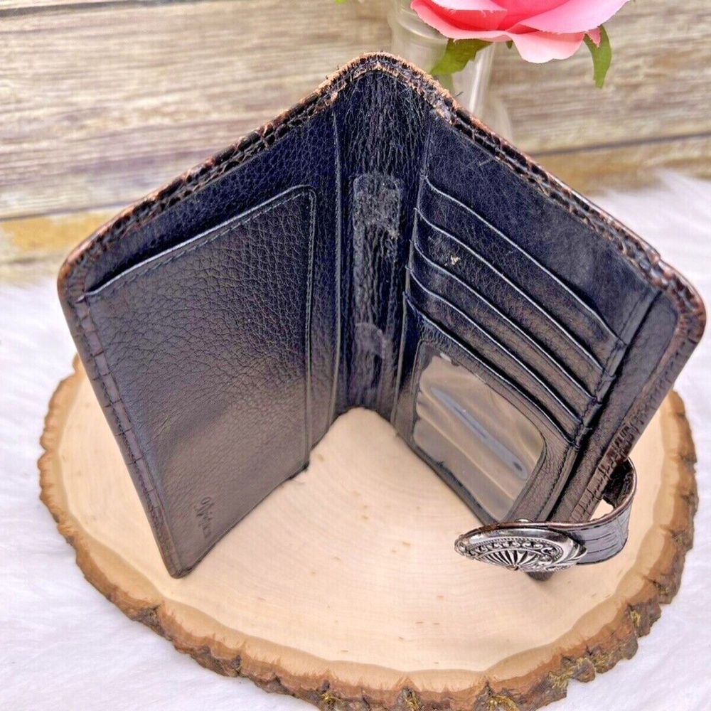 Vntg Brighton Brown Croc Embossed Leather Wallet Folder Folio Journal Case Cover - Picture 6 of 11